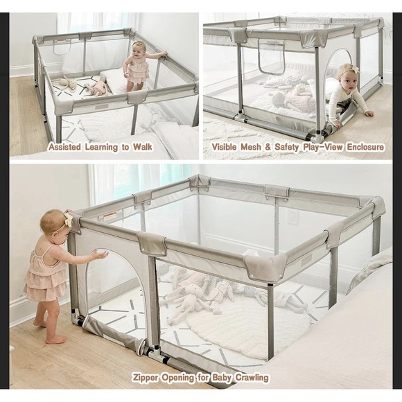Baby Playpen, 47x47in Small Play Pen,Toddler Playpen for Apartment,Play Yard,... - Picture 3 of 5